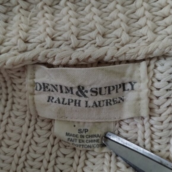 Denim &Supply Ralph Lauren Toggle Cardigan Size Small Ivory Ribbed Cotton - Picture 3 of 9